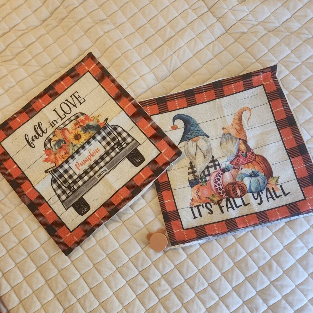 Fall Gnome zippered Pillow Covers and Table Runner